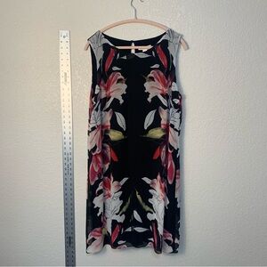 Floral Sleeveless Dress - Black and Pink